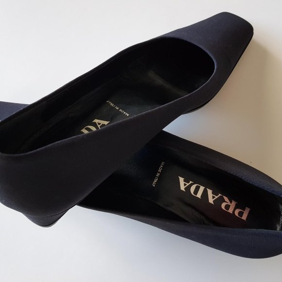 Authentic Prada black cloth short heel shoes - Picture 9 of 11